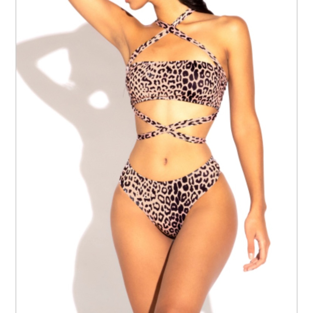 CHEETAH PRINT 2 PC SWIM SUIT